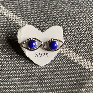 Sterling Silver Blue Eye Stud Earrings S925